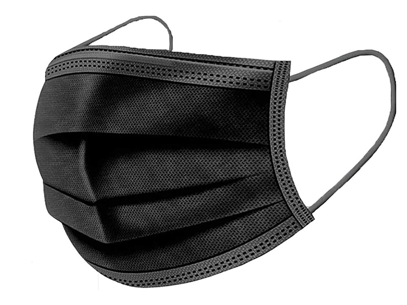 Black Type IIR 3 Ply Face Coverings with Earloops <br/><span style=color:#512d6d>Box of 50</span>